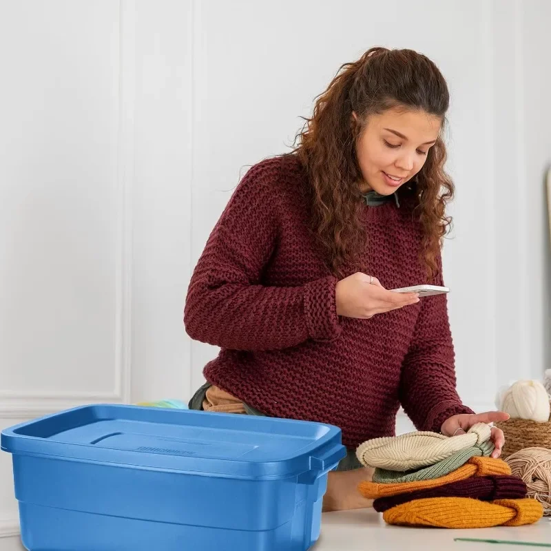 Rubbermaid Roughneck️ 10 Gallon Storage Totes,Pack of 6,Durable Stackable Storage Containers Lids,Nestable Plastic Storage Bins