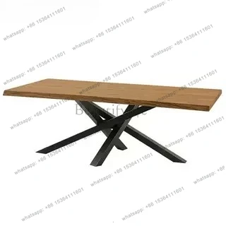

Nordic solid wood desk industrial style long table simple creative rectangle Simple