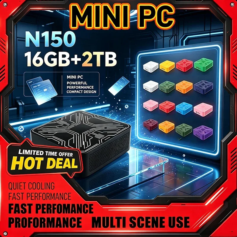 New Intel Core N150 Mini PC 16GB RAM 2TB Optional SSD Bluetooth Windows 11 Compact Portable Desktop PC for Gaming Office