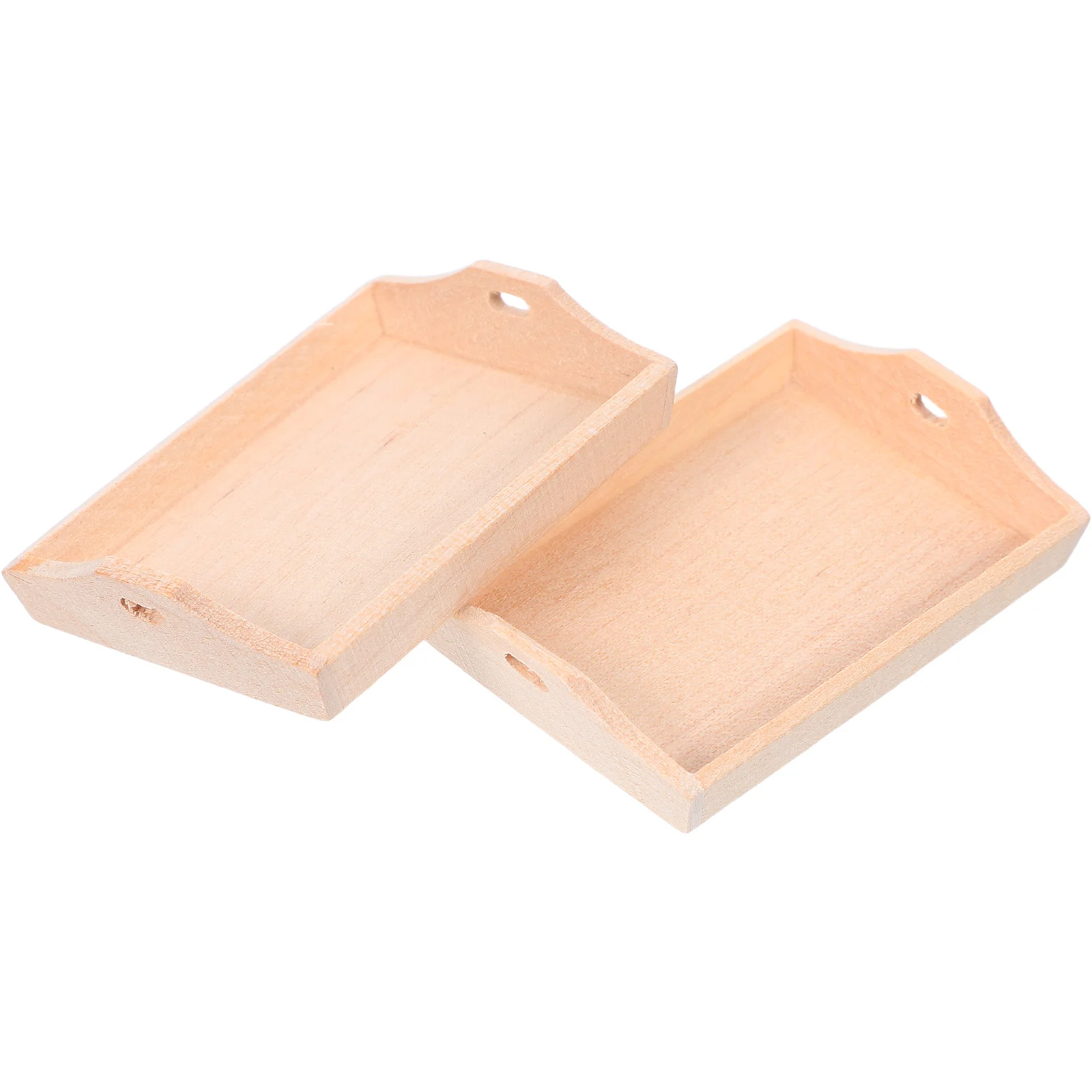 2 قطعة صينية خشبية مصغرة 1:12 دمية الخبز عموم تصميم متعدد الوظائف مادة متينة للوحة ديكور المطبخ #5