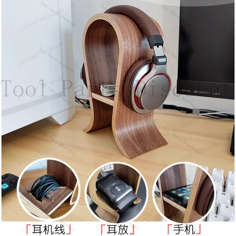 Holder Solid Wood Headset Computer Earphone Hanger Display Rack