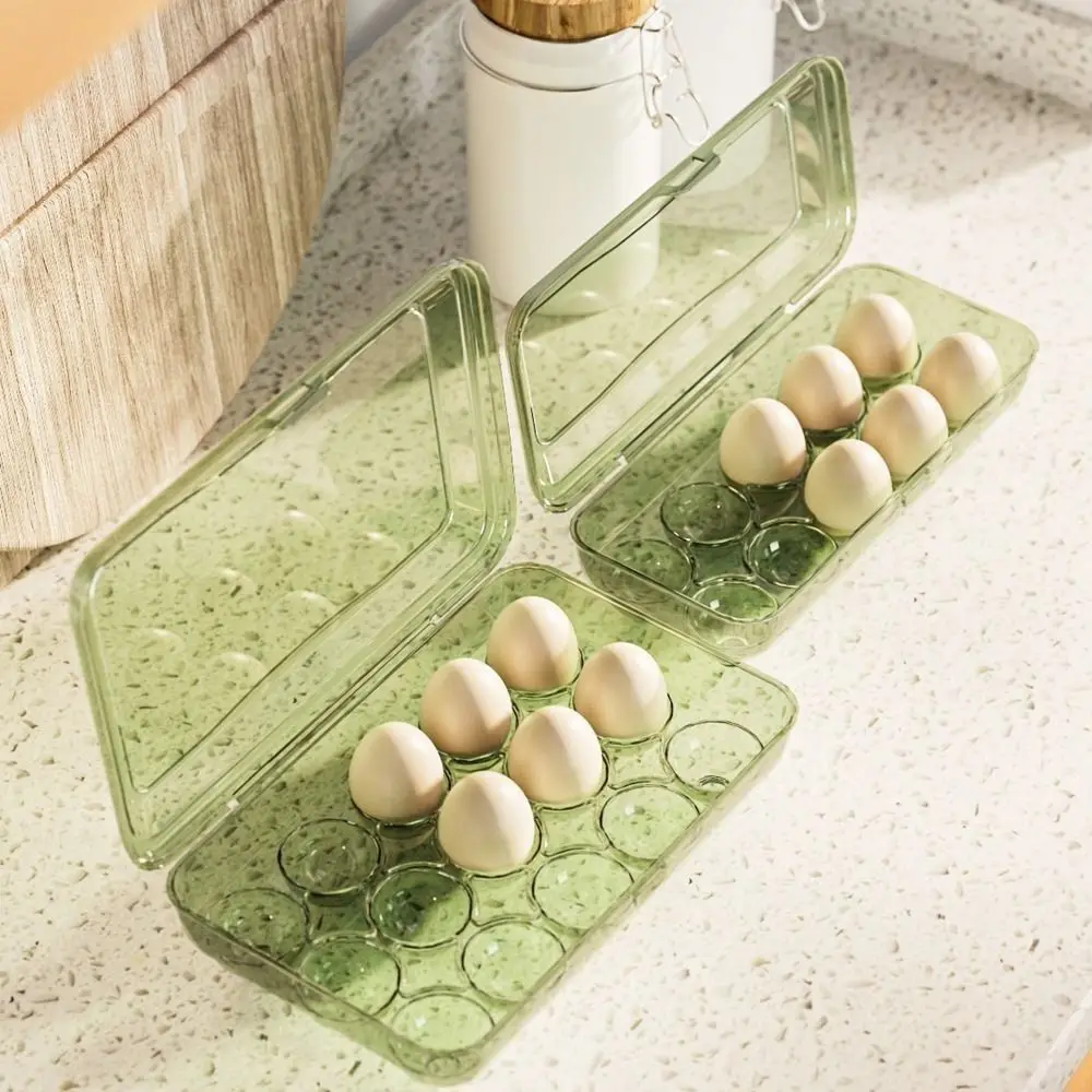 Portable 10/15 Grids Egg Box Container Kitchen Tools Egg Holder Transparent Anti-fall Kitchen Organizer