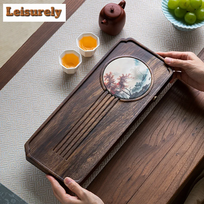 

Zen Walnut Dry Bubble Tray Household Wooden Tray Tea Table Absorbent Storage Drainage Dual-use Solid Wood Rectangular Tea Tray