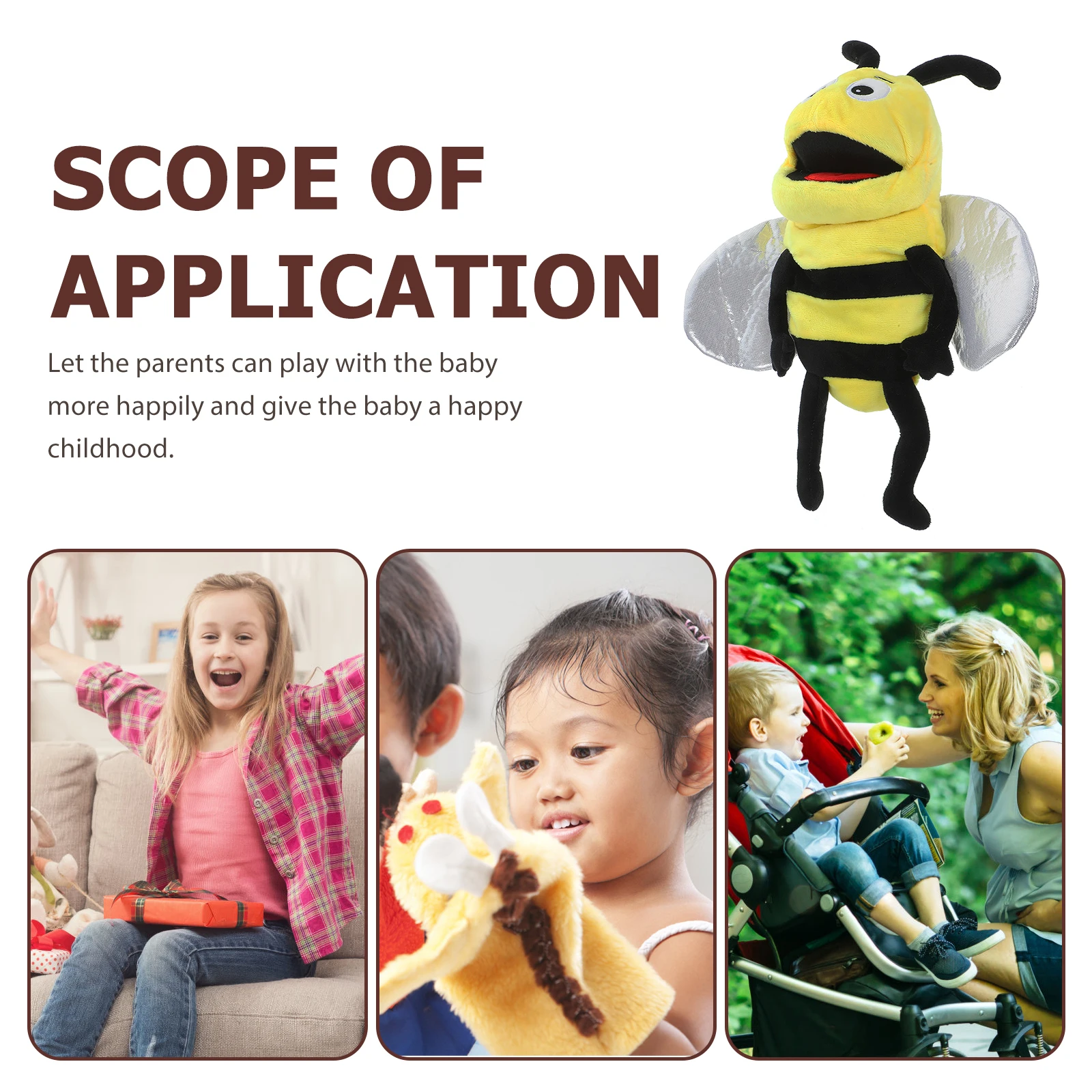 

1pc Bee Hand Puppet Toy Kids Educational Parent Child Interactive Storytelling Puppets Cartoon Animal Soft Insect Hand Puppets