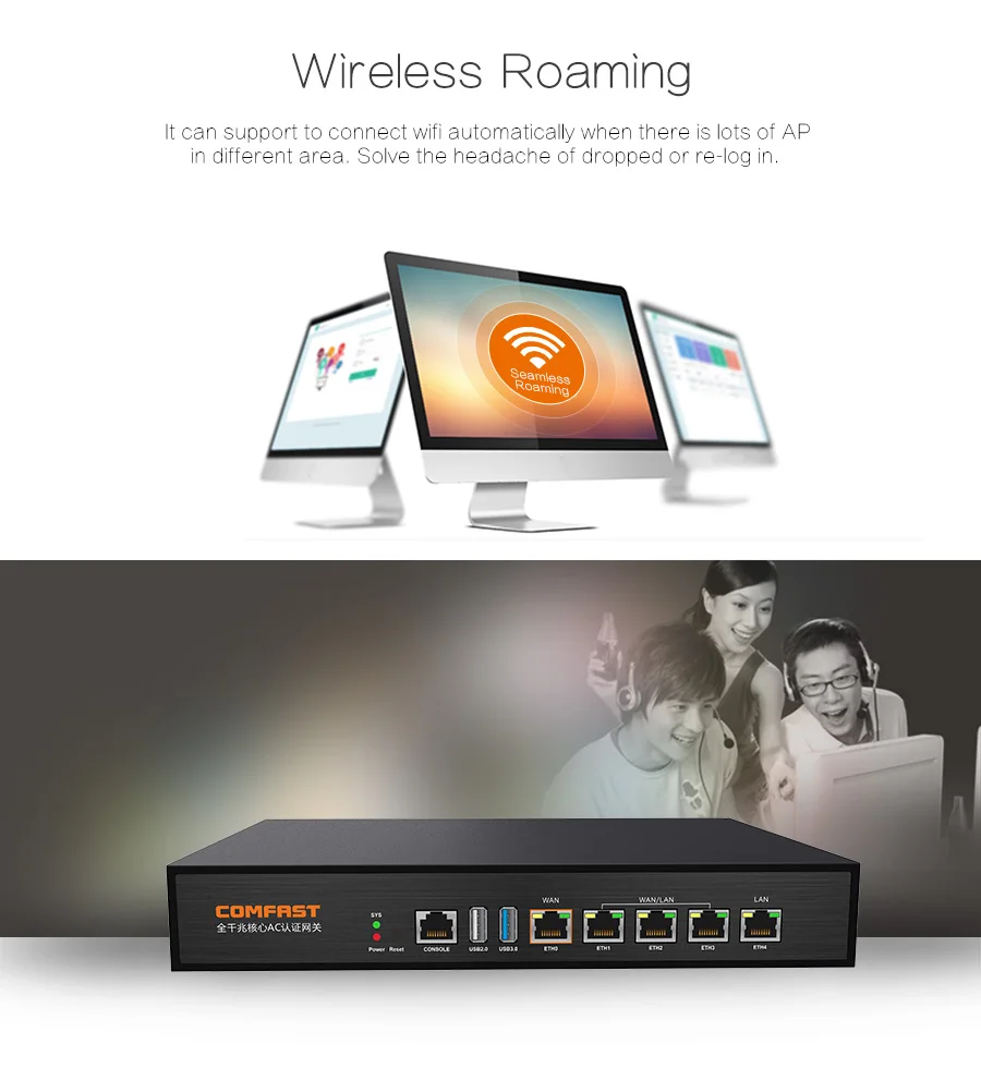 Imagem -04 - Casa Seamless Roaming Kit Wifi Load Balance Gateway Roteamento ac Management Router 4x1200m Gigabit wi fi Access Point x ac