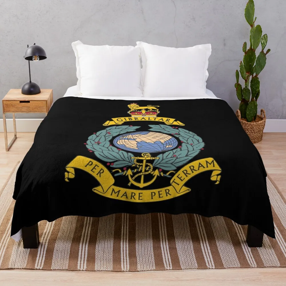 Royal Marines Commando Gibraltar Emblem Throw Blanket Thermal Flannel Blankets