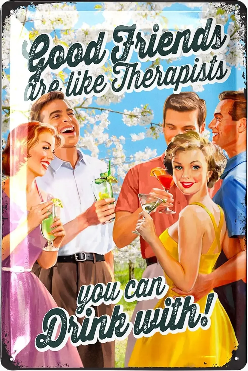 Vintage Tin Sign - GROUP THERAPY - Bar Signs for Man Cave, Drinking Signs, Metal Vintage, Funny Bar Signs,