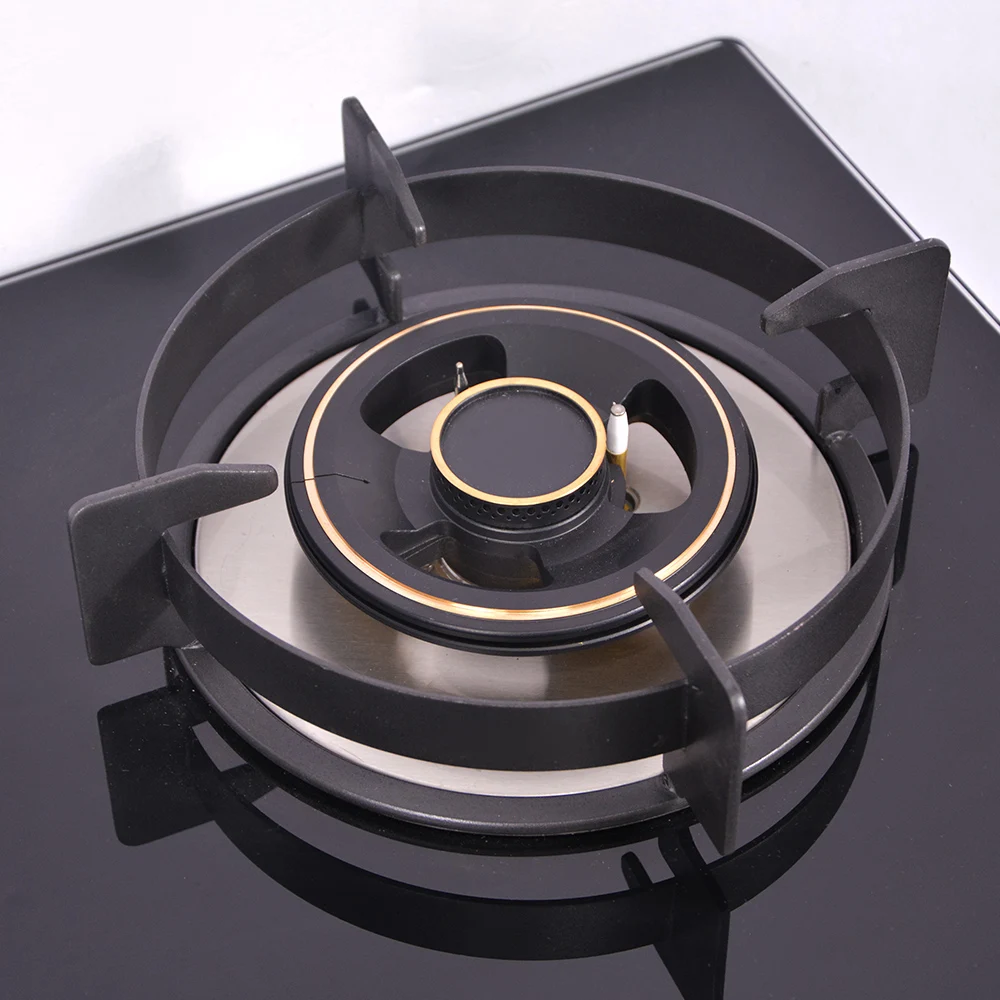 Fornello domestico di alta qualità di vendita caldo Fornello a gas in acciaio inossidabile a 2 fuochi Piano cottura a gas in vetro temperato incorporato a 2 fuochi