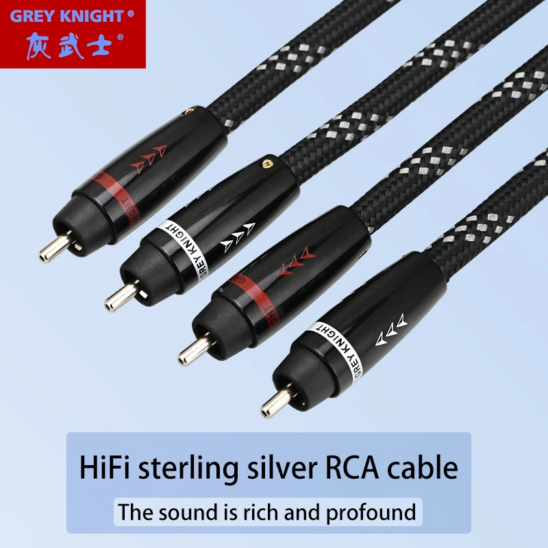 Grey Knight pure silver RCA cable pure red copper plug high fidelity amplifier audio cable connection extension cable