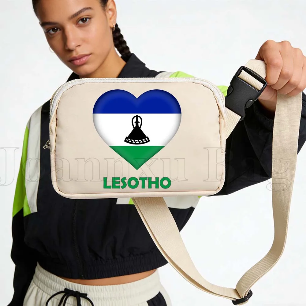 Lesotho Heart Flag Running Fanny Pack Belly Waist Bags Pouch Portable Mobile Phone Sport Waterproof Crossbody Bag Wallets Pouch