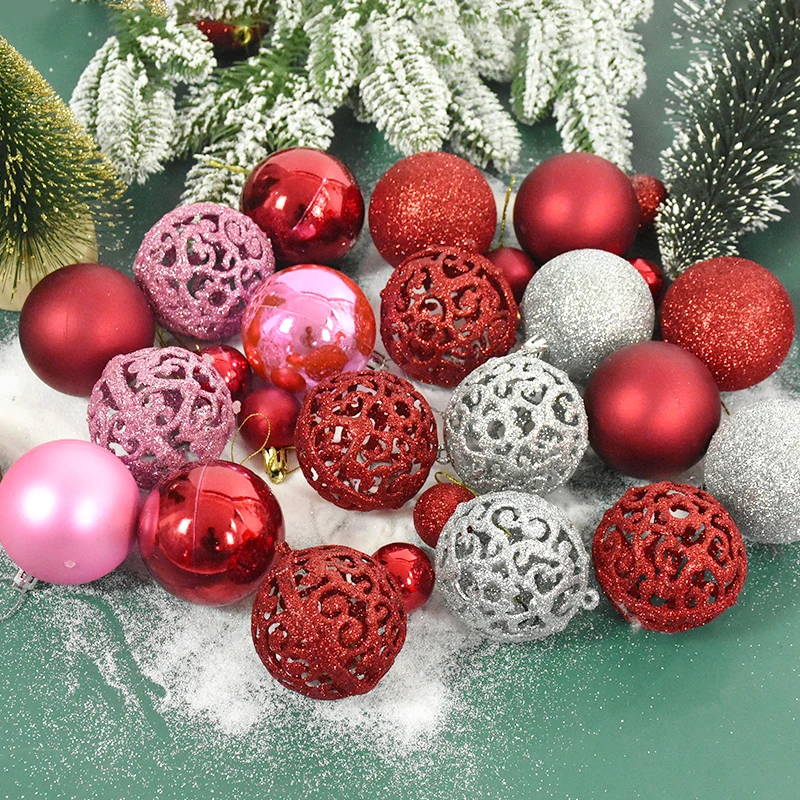 

100pc Polychromatic Hollow Christmas Balls Christmas Pendant Xmas Tree Decorations Multicolor Ball Home Party Ornaments Set Ball