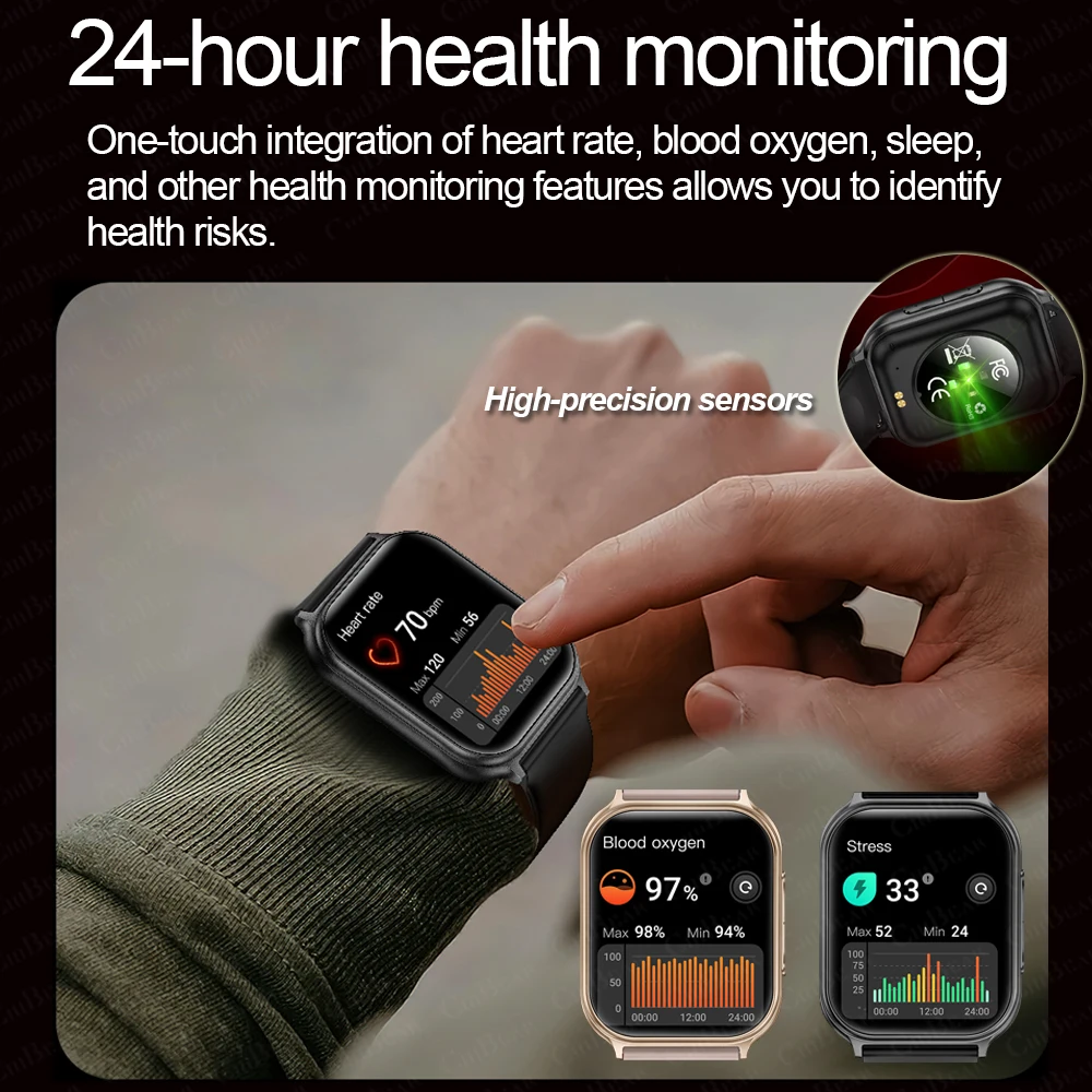 في الهواء الطلق العسكرية Smartwatch الرجال 700mAh بطارية بلوتوث دعوة 1.83 بوصة الدم الأكسجين سوار رياضي مقاوم للماء SmartWatch النساء