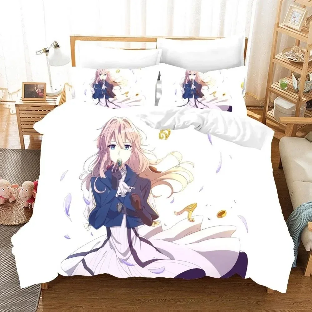 Anime Violet Evergarden 3d Bedding Set Duvet Cover Sets Comforter Japanese Kids Cartoon Boys Bed Linen Queen King Single Size