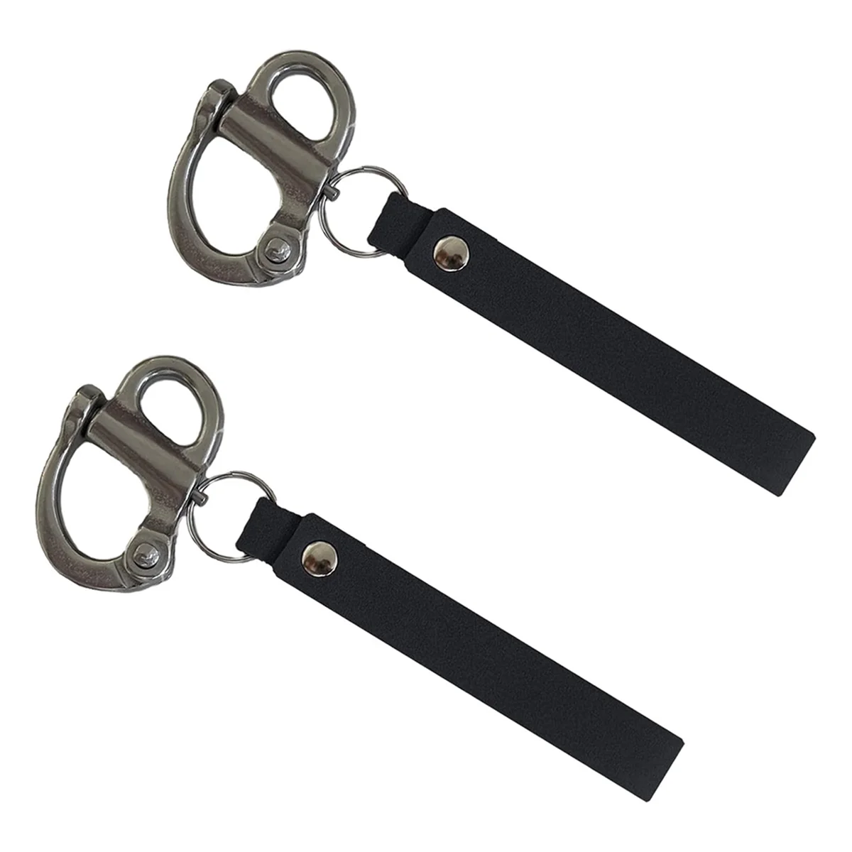 DQ2G 2pack Mask Quick Release Shackle with Leather Handle for Firefighter, 316 Stainless Steel Fixed Snap Shackle Lanyard