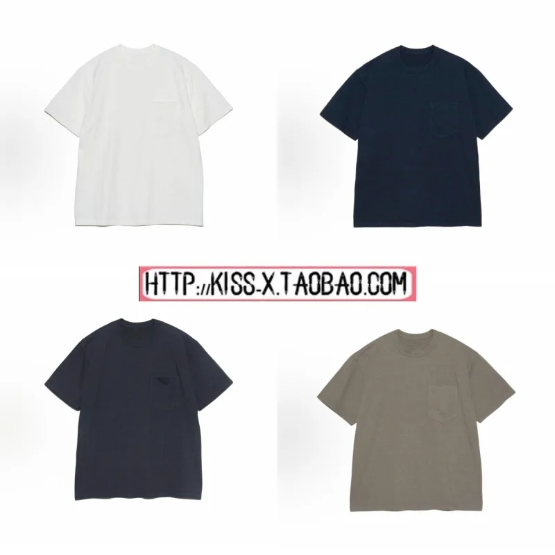 

2026 New Style Couple Matching Color Short Sleeve T-Shirt with Pocket And Purple Label Cotton Casual round Neck Top