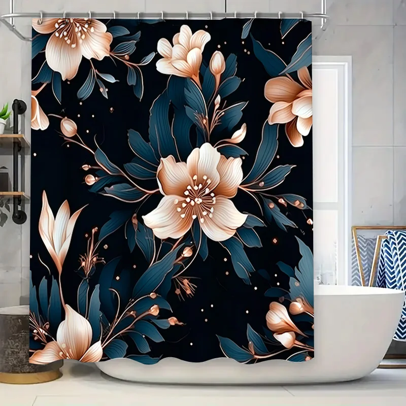 

Роскошная занавеска для душа с цветочным принтом, домашний декор, водонепроницаемые аксессуары для ванной, набор для украшения ванной комнаты, розовый, белый цветочный дизайн