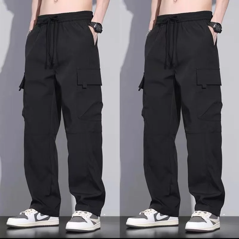 

Loose Straight Leg Work Pants Men's Large Size Casual Long Trousers Summer Wear Multi-ket Durable Men's Work Trousers