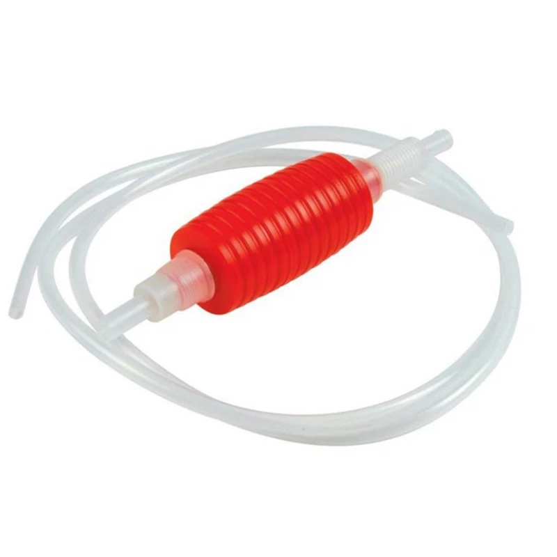 2 Meter Red Syphon Tube Hand Fuel Pump Gasoline Siphon Hose Gas Oil Water Fuel Transfer Siphon Pump for Water Gasoline Liquid