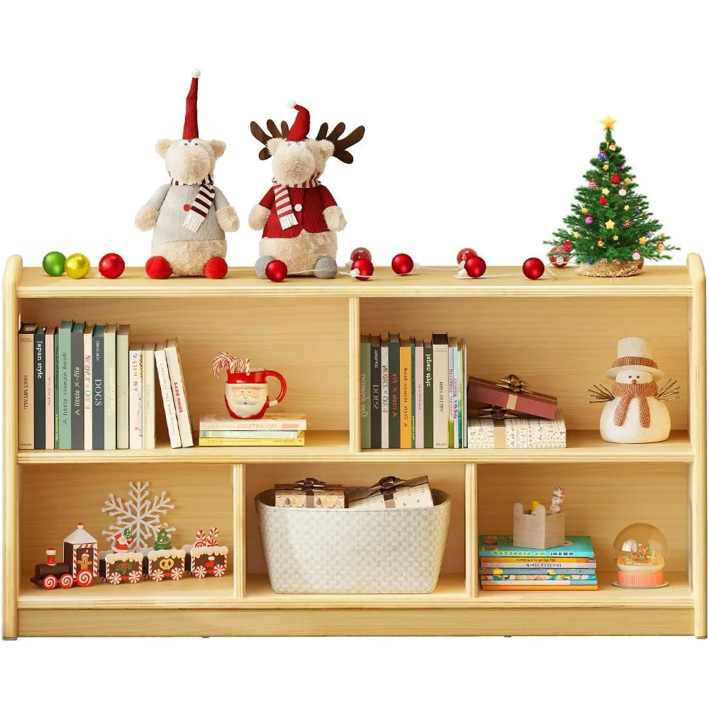 Gabinete Montessori de madera de 2 niveles para niños, estantes para libros para habitación de niños pequeños, organizadores y almacenamiento de juguetes, estante pequeño para almacenamiento de libros para bebé