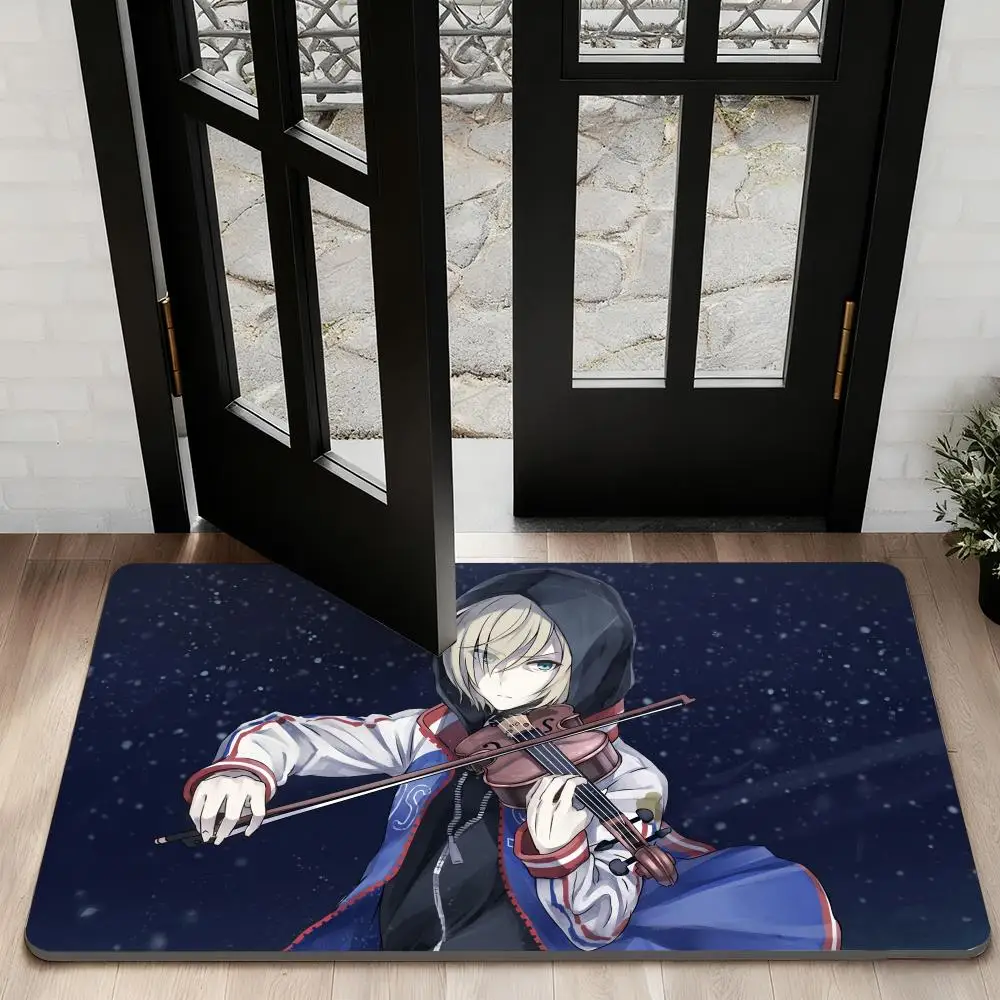 

japan Y-Yuri on IceS cartoon Floor Mat Diatom Bath Mat Absorbent Quick Dry Non-Slip TPR Backing Soft Plush Draining Rugs
