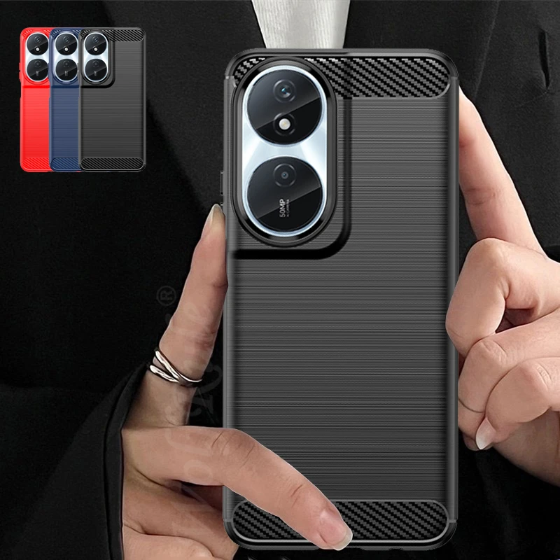 

For Honor 90 Smart Case Cover Huawei Honor 90 Smart Capa Shockproof Phone Back Bumper Soft TPU Carbon Fiber Cover Honor 90 Smart