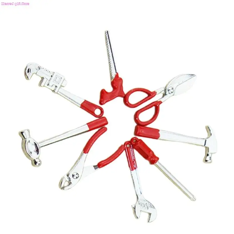 D0JC Role Play Tool Set 8pcs Children Safe Hammer And Wrench Toy Doll House Scene Display Accessories Craft Model Project Kits