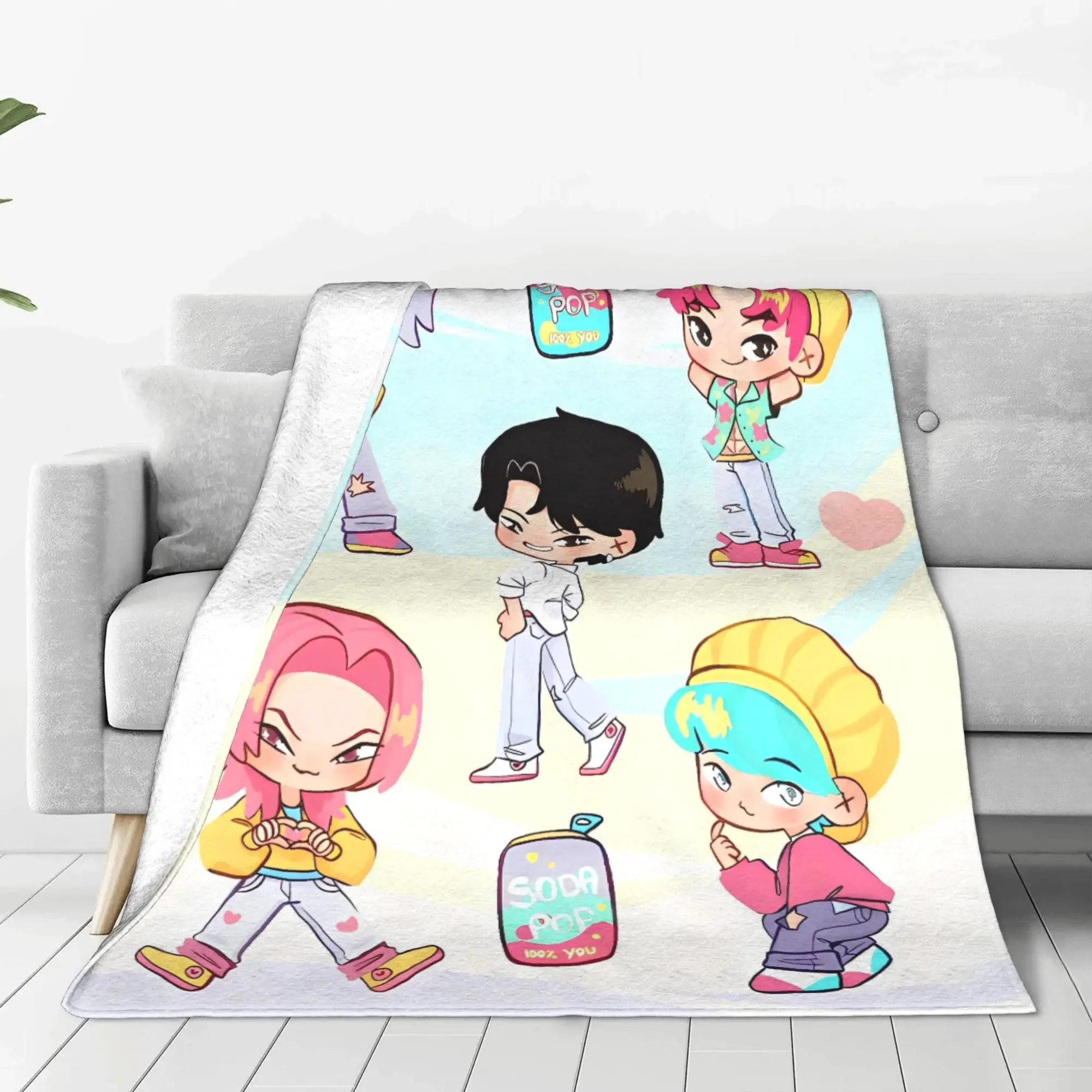 

Soft Warm Throw Blanket for Winter Perfect for Living Room Bedspread Childs Room Kpop Fans Demon Hunter Theme Funny Design