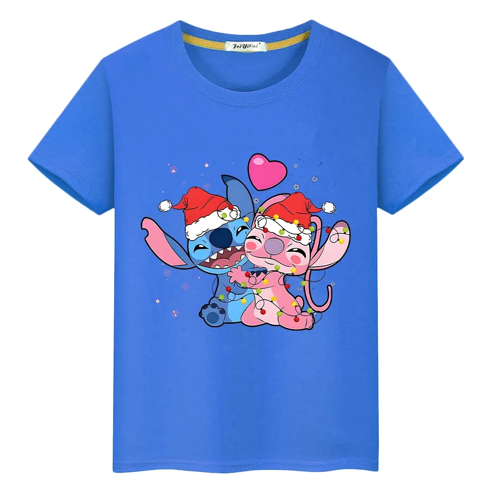 

Stitch Print 100%Cotton t shirt for kids boy 10years Short Tops y2k one piece Kawaii Tshirt Disney Anime Tees kids clothes girls