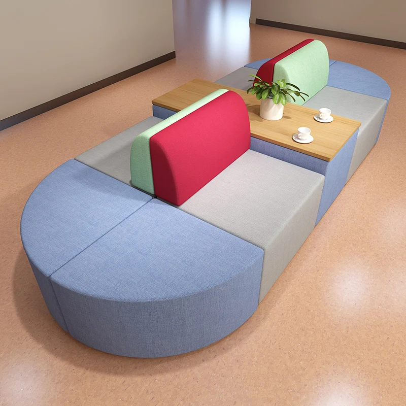 로비 도서관 및 과외 수업의 양면 휴게 공간에 있는 독창적인 특수 형태의 사무실 소파 조합