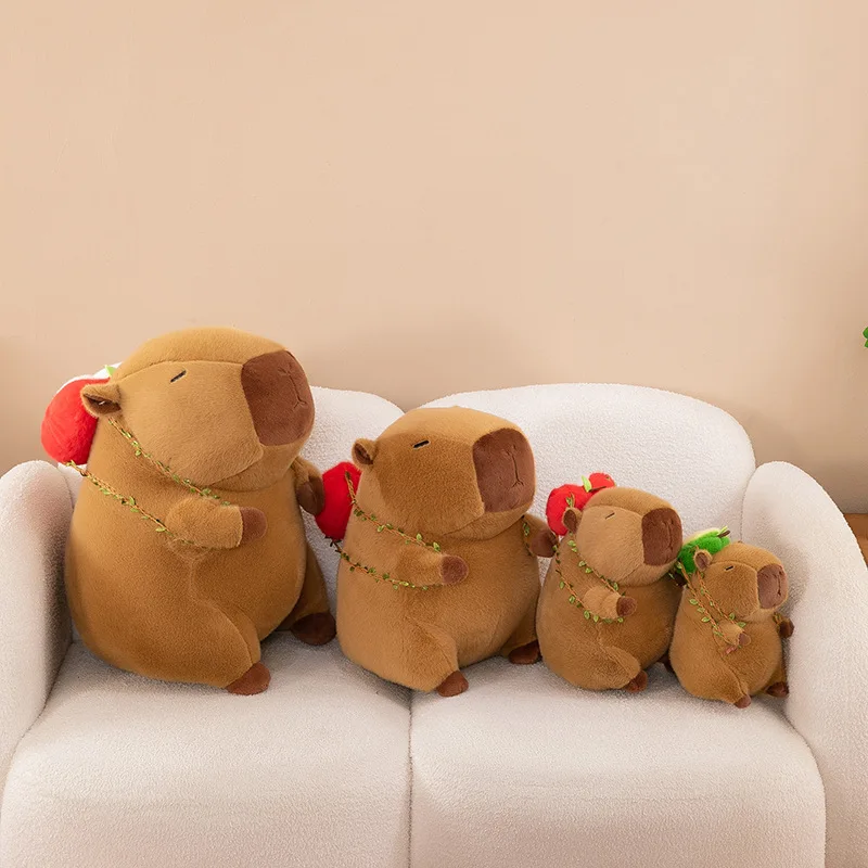 Uroczy plecak w kształcie owocu, pluszowa kapibara, wypchana lalka, poduszka, miękka pluszowa zabawka dla dzieci, prezent urodzinowy, kawaii słodkie zwierzątko.