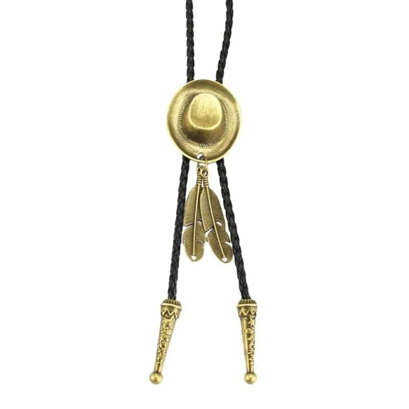 Punk Braided Shoestring Necktie Bolo Tie Western Cowboy Necklace Accessory