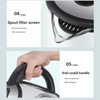 1.8L Electric Water Kettle - 1000W Fast Boil, Clear Borosilicate Glass, Stainless Steel, Filter Spout, Anti-Scald Handle, LED Blue Light, Large Capacity for Family Use 6