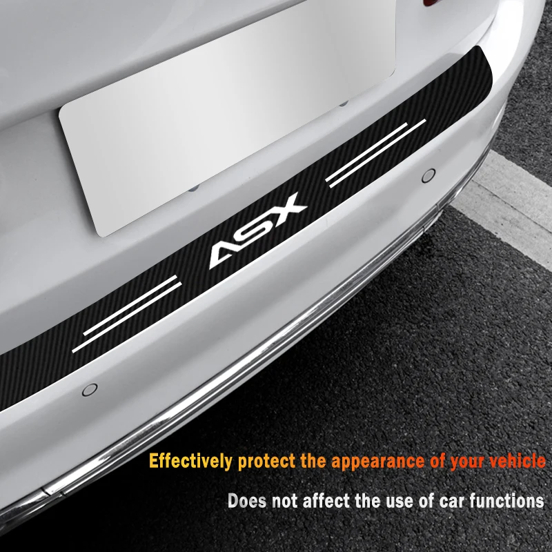 Car Rear Trunk Door Sill Bumper Guard Anti-Scratch Anti-Collision Protector Stickers for Mitsubishi ASX Logo Carbon Fiber Decal