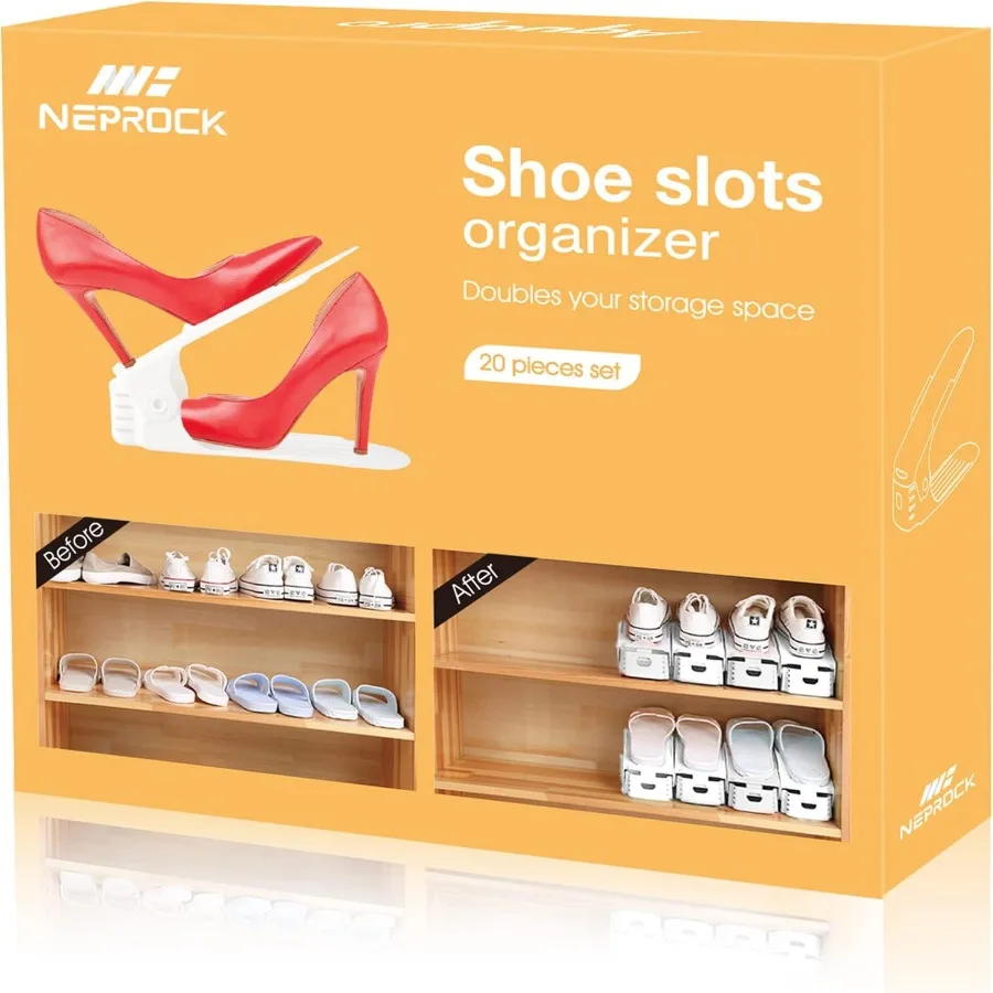 

Shoe Slots Organizer Adjustable Shoe Rack Stacker Storage Space Saver Double Deck Shoe Rack Holder for Closet Organization 20Pa