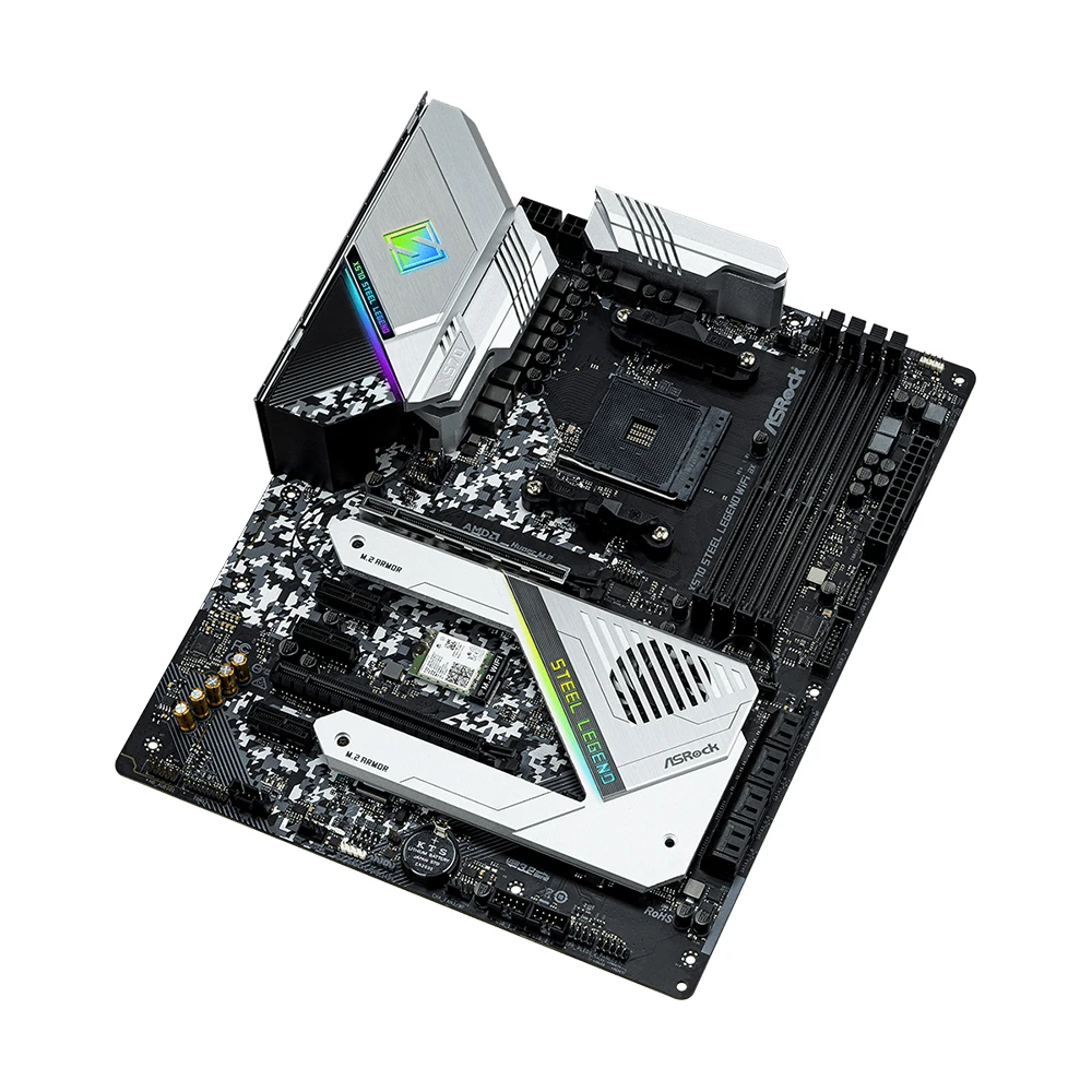 اللوحة الأم ASRock X570 STEEL LEGEND WIFI AX تدعم 5500 5600 5600X 5700X 5700x3D 5800x3D CPU 4xDDR4 128GB AMD AM4 HDMI ATX