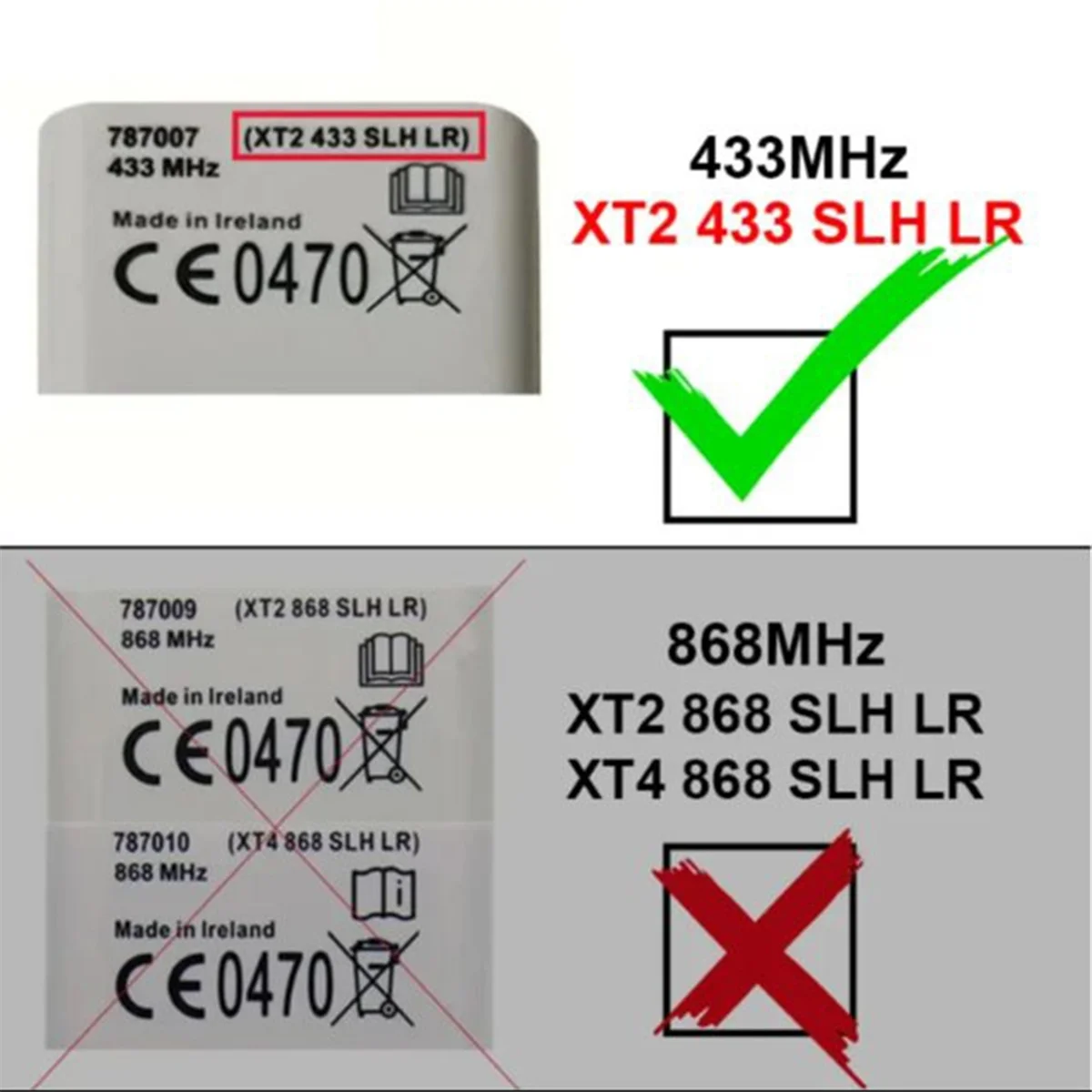 XFDE para XT2 XT4 433 SLH LR 787007   Control remoto para puerta de garaje, transmisor manual con control remoto para puerta de 433MHz