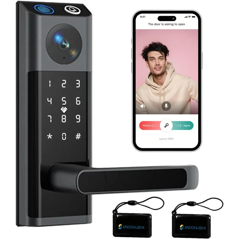 Fechadura elétrica para porta frontal, fechadura com impressão digital com código, sistema de entrada por aplicativo sem chave, portão de segurança para apartamento