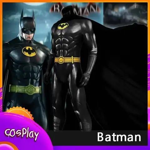 Batman Cosplay Costume Superhero Bruce Wayne Michael Keaton Jumpsuit Halloween Comic-con Party COS Props Bodysuit Adult Gift