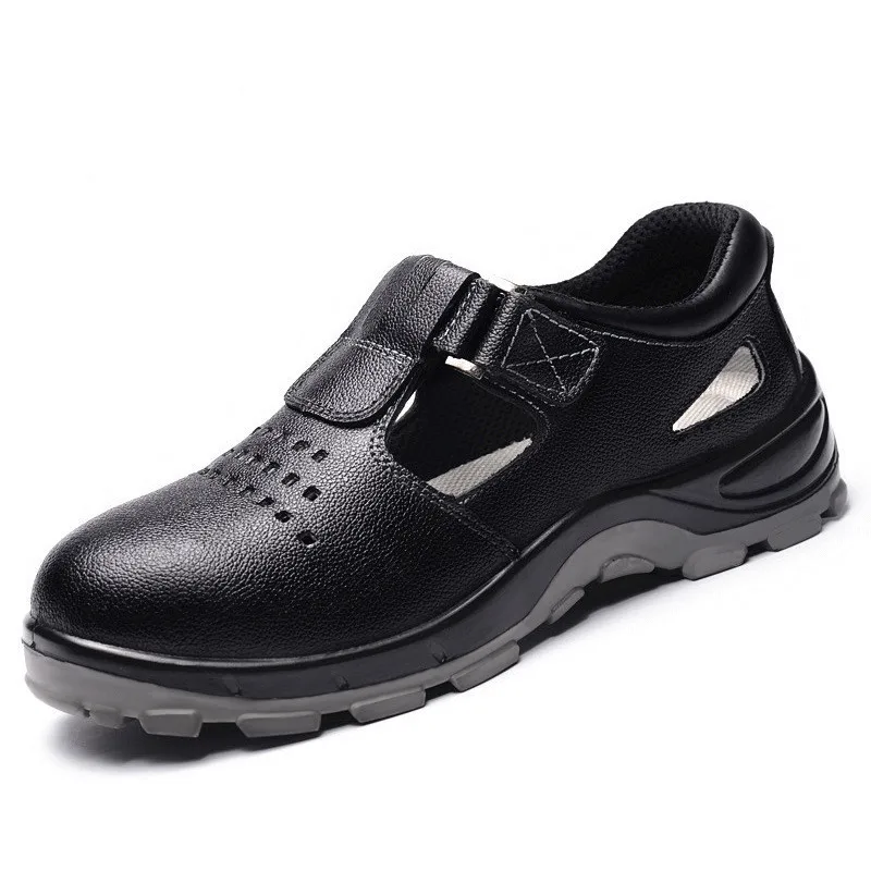 big size mens casual steel toe caps work safety shoes soft leather tooling sandals breathable summer worker security low boots