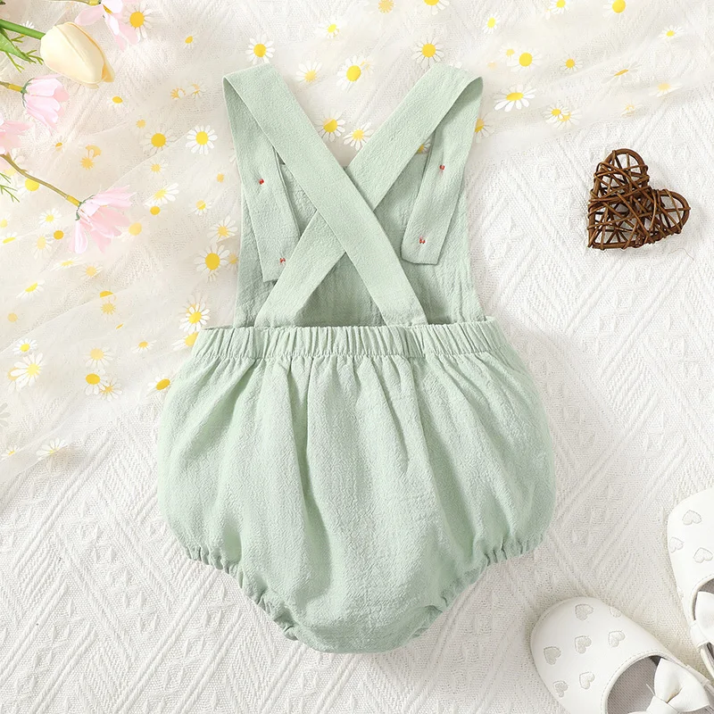 Baby Zoo Animal Clothes Sleeveless Duck Goose Fish Embroidery Romper Hunting Baby Outfit Summer Farm Clothes