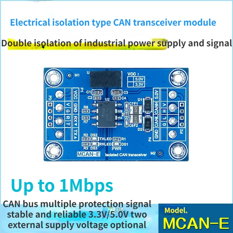 Módulo transceptor CAN aislado eléctricamente, fuente de alimentación opcional, grado Industrial, 5,0 V/3,3 V