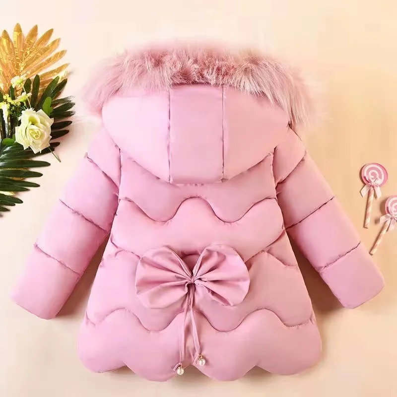 Children\'s winter coat Little girl cotton-padded jacket thickened fashion down  jacket girl\'s medium long super cute  jacket