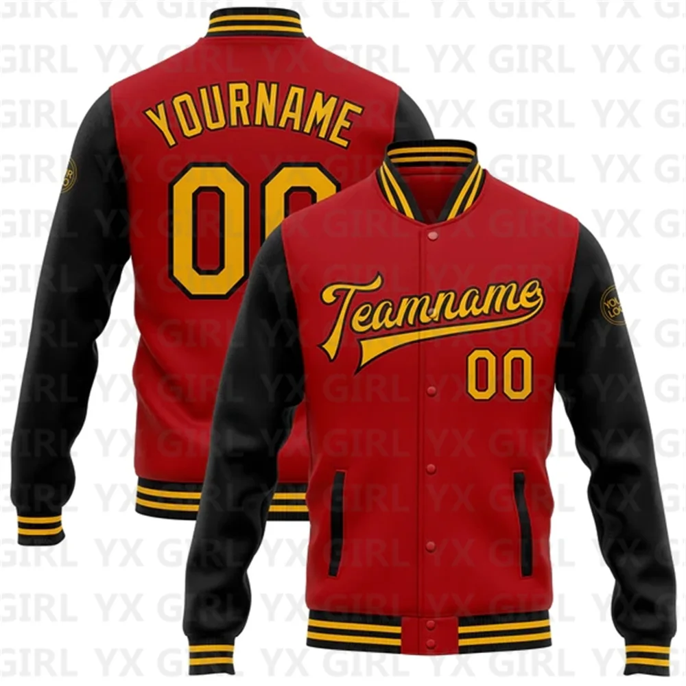 Custom Red Black-White Bomber Full-Snap Varsity Letterman Two Tone Jacket 3D Baseball Button Jacket