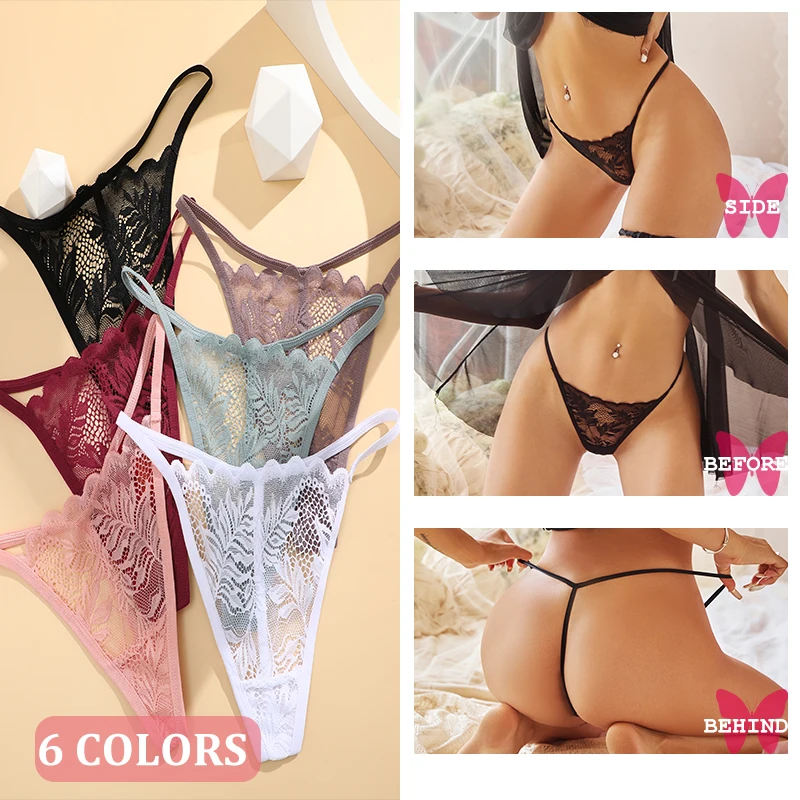 3Pcs Lace Thong For Women Low Rise Soft Intimates Lingerie Sexy Panties 6 Solid Color Ladies Comfortable Underpants Girls Panty