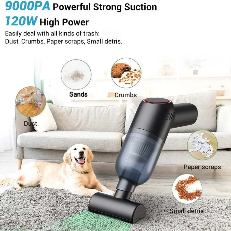 9000Pa ไร้สายเครื่องดูดฝุ่นไร้สาย Mini สูญญากาศที่แข็งแกร่งดูดอัตโนมัติ Home & Car Dual ใช้สูญญากาศทำความ...