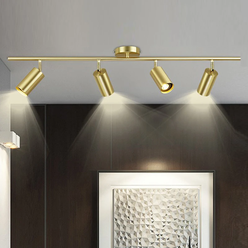 Modern Luxury gold  track spotlights Flush Mount Ceiling Light Fixture living room wall aisle bar Gu10 tracking light kit
