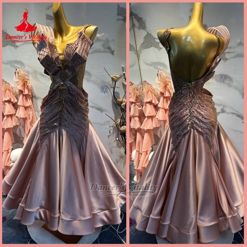 Blackpool Dance Festival Social Dance Sleeveless Dress Adult Waltz Tango Wrapped Hips Perform Clothe Customize Dancer's Vitality