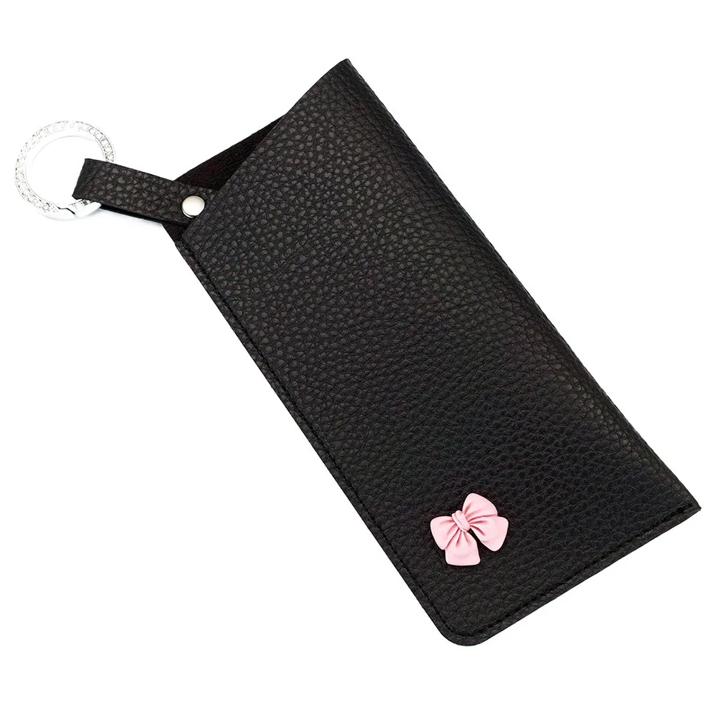 

PU Leather Sunglasses Storage Bag Solid Color with Keyring Sunglasses Pouch Portable Durable Hanging Sunglasses