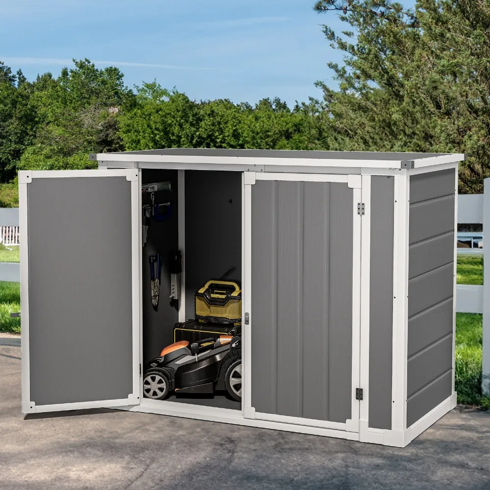 

4.7x2.5 FT Outdoor Storage Shed 39 Cu.ft Horizontal Resin Tool Shed with Floor