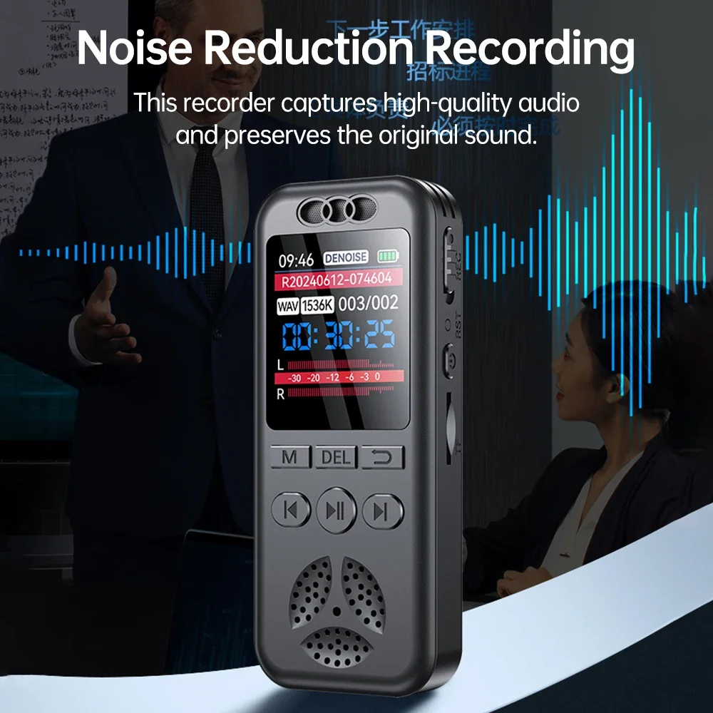 16GB Digital Voice Recorder Voice Activated Audio Recording Noise Reduction with Playback MP3 Music Player 70hrs Recording Files